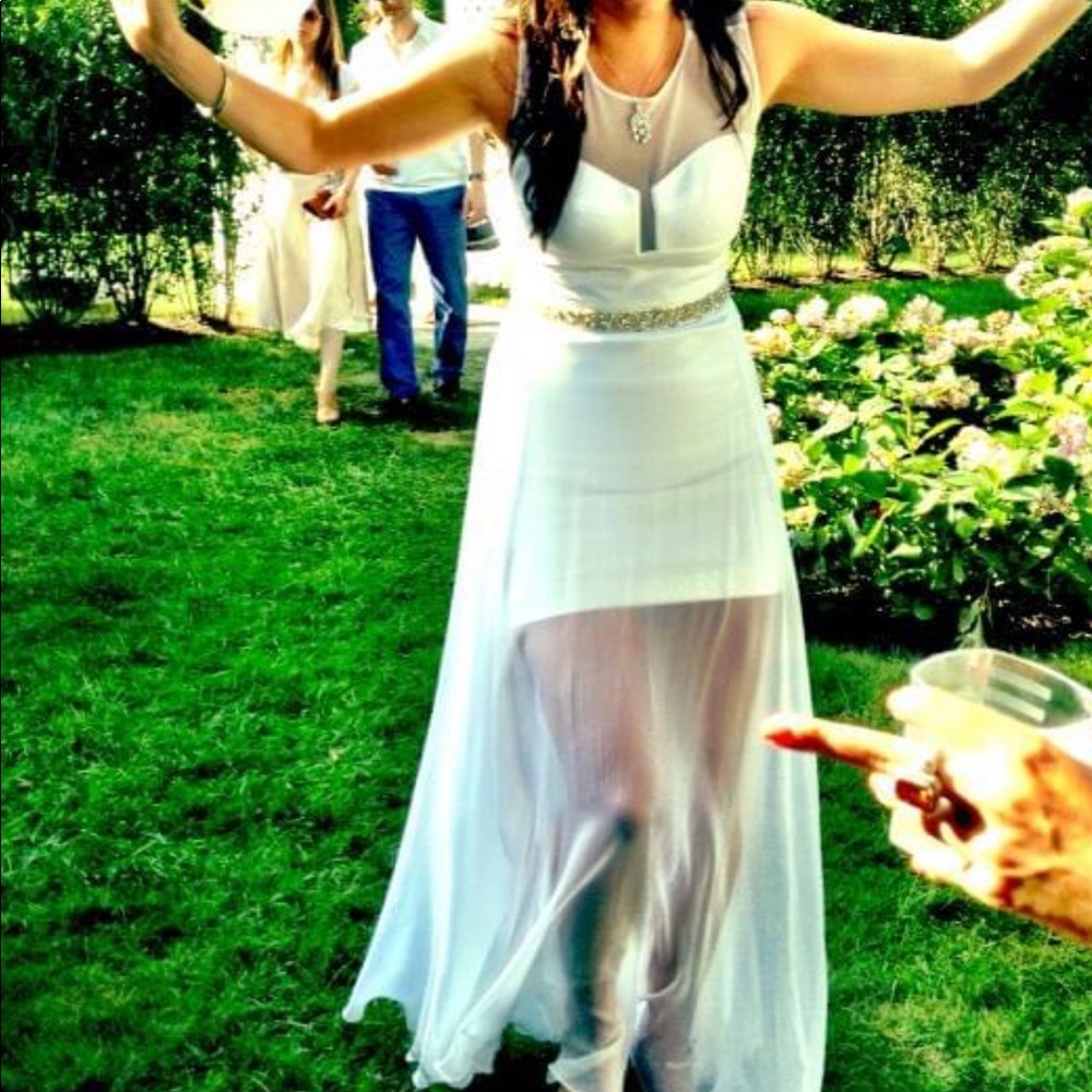 White fitted sheer gown